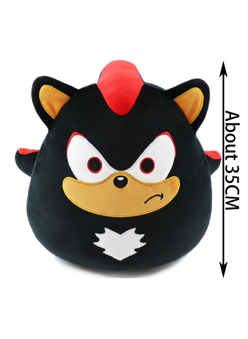 35cm Black Round Sonic The Hedgehog Plush Toy Creative Tumbler Toy Pillow Plush Doll, Boy Girl Gift - Image 2